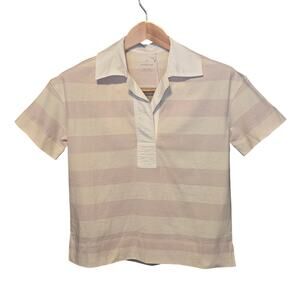 Everlane Retro Jersey Polo Womens XXS Purple White Stripe 100% Organic Cotton